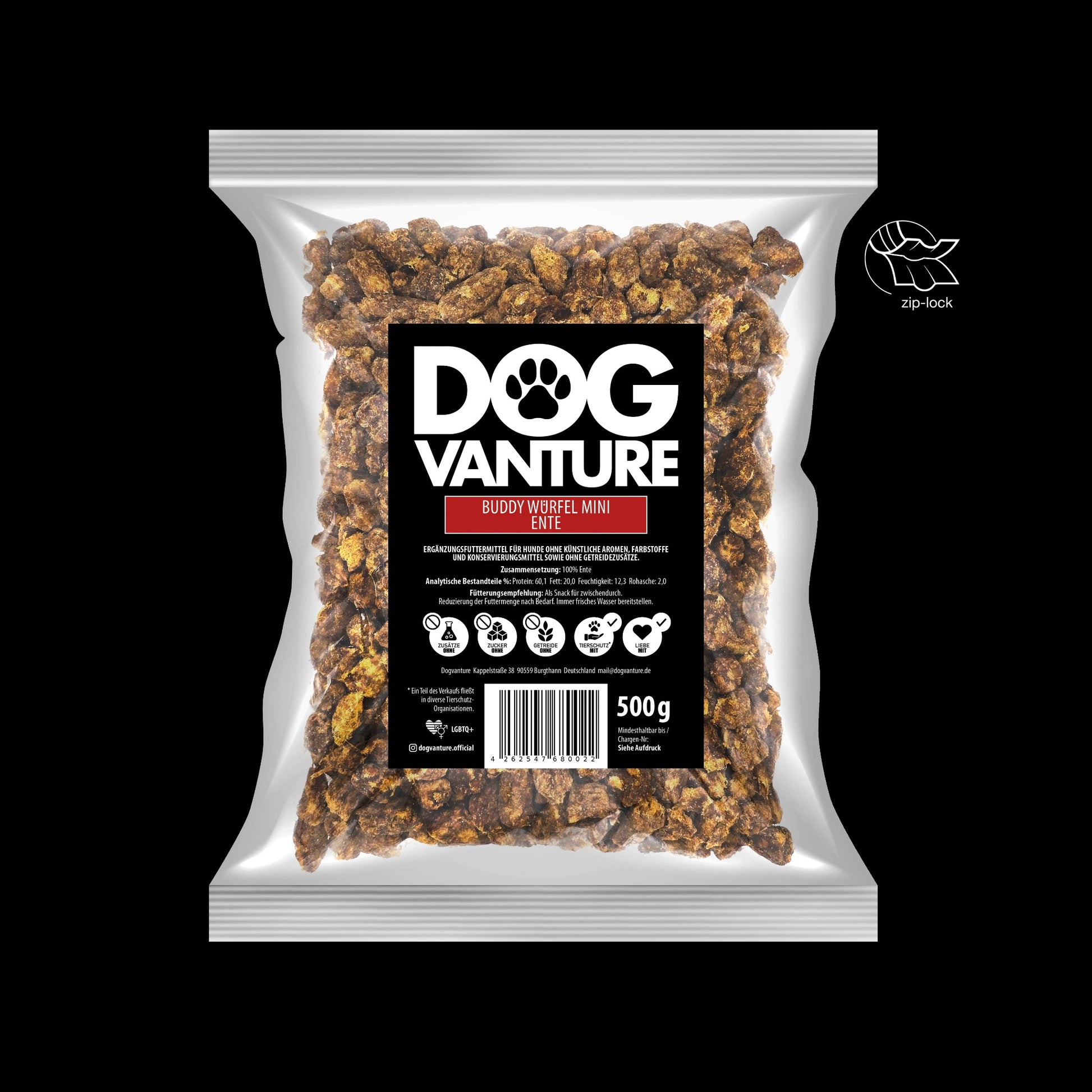 Ente Hundeleckerli

Entenfleisch Hundesnacks

Monoprotein Hundeleckerli Ente

getreidefreie Hundesnacks Ente