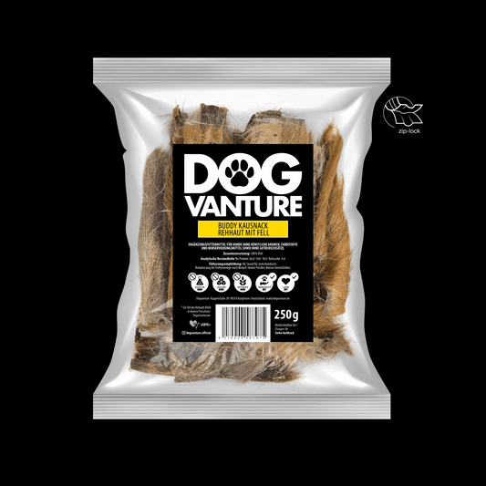 Verpackung Dogvanture Rehhaut mit Fell, 100 % Reh