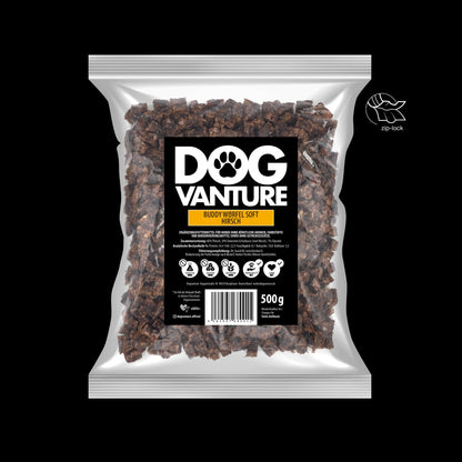 Verpackung Dogvanture Hirsch Hundeleckerli Soft, 500g, Monoprotein 