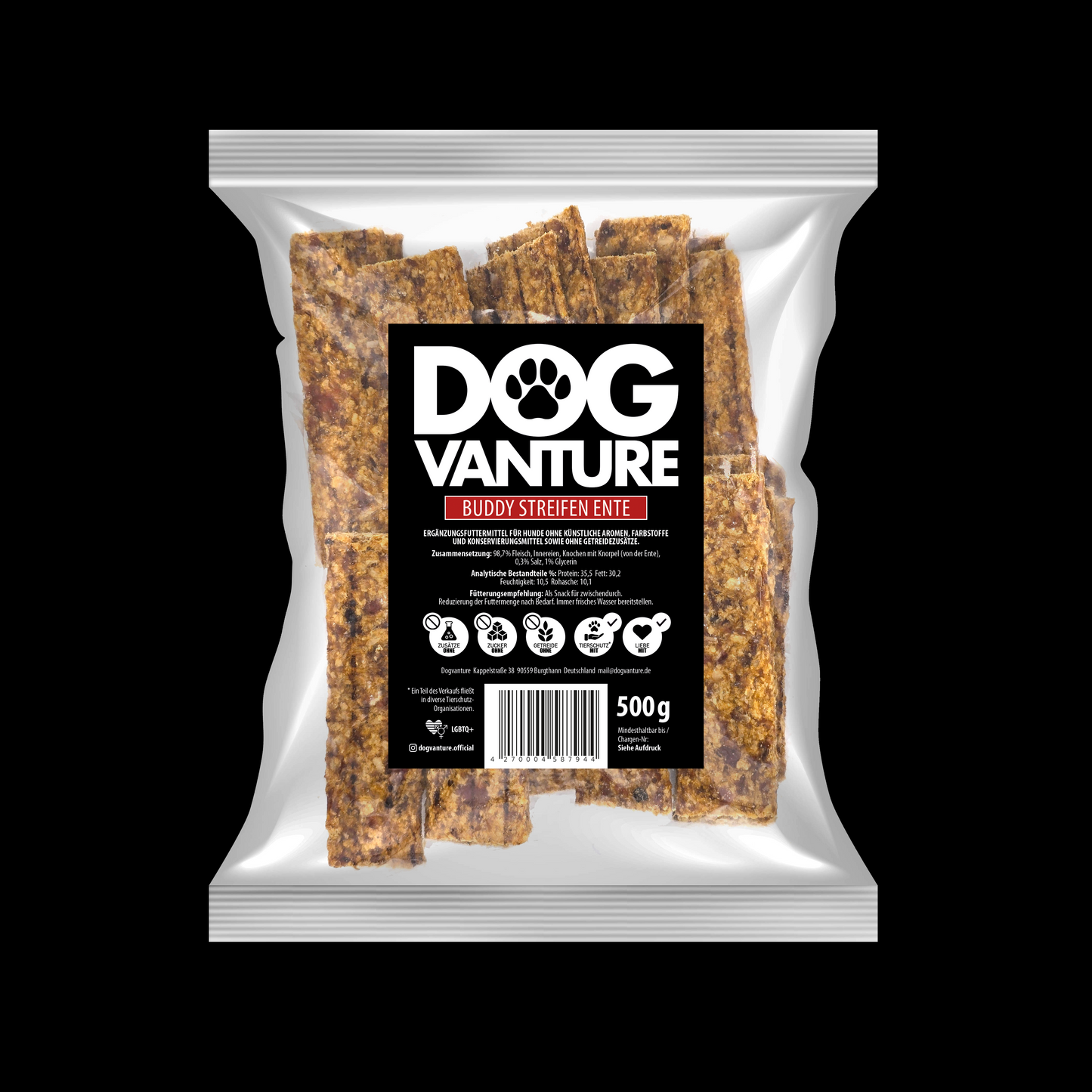 Entenstreifen Hund

Hundesnacks Ente

natürliche Hundestreifen

Kauartikel Hund Ente