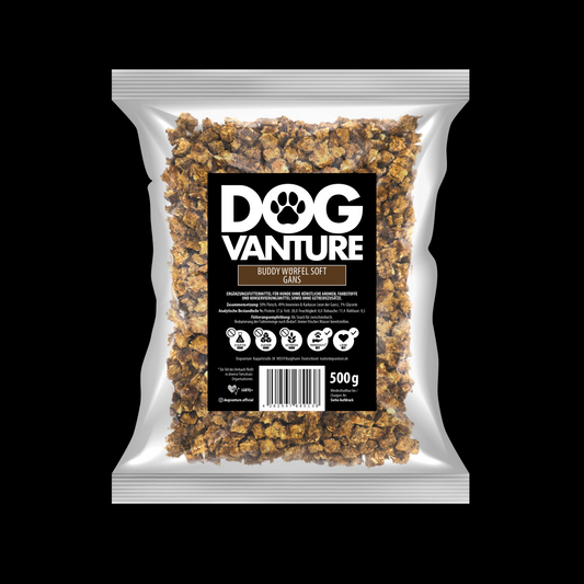 BUDDY WÜRFEL SOFT 99% Gans, Monoprotein Hundeleckerli, getreidefrei, zuckerfrei, ohne künstliche Zusätze