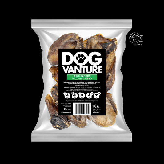 Dogvanture Wildschweinohren für Hunde, 100 % Naturkauartikel